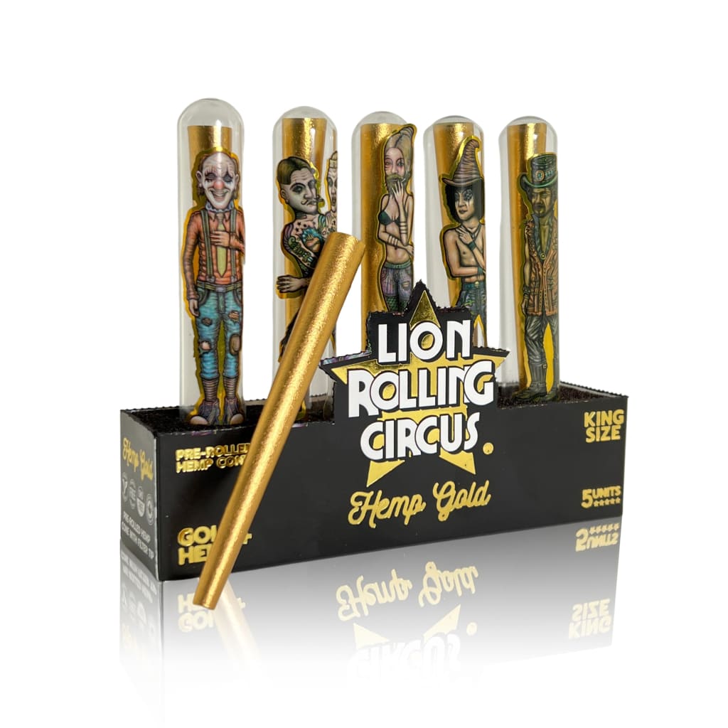 Lion Rolling Circus King Size Gold Hemp Cones - Image 1